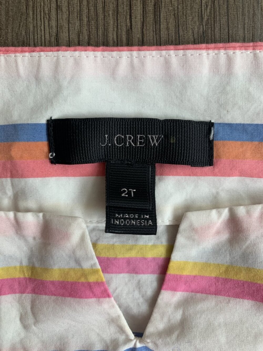 100% Cotton J.Crew Striped Poplin Blouse with Elastic Cuffs Cropped Size 2 Tall - Picture 3 of 6